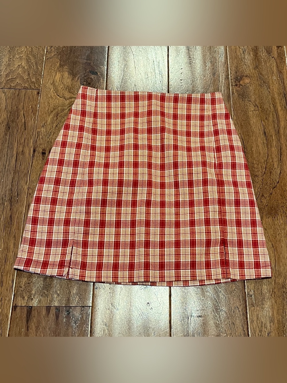 John Galt Red and Cream Plaid Mini Skirt Size S